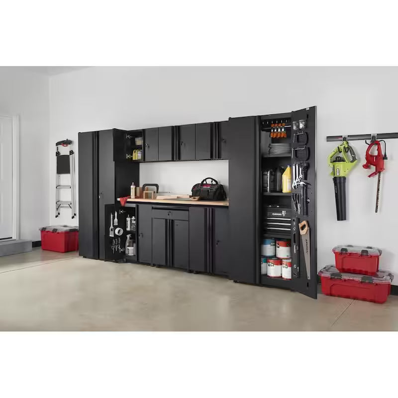 9 Piece Welded Steel Garage Storage System in Black Q254