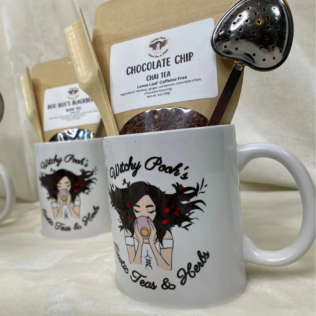 Mint Chocolate Mocha Herbal Tea Gift Mug Set with Heart Infuser C922