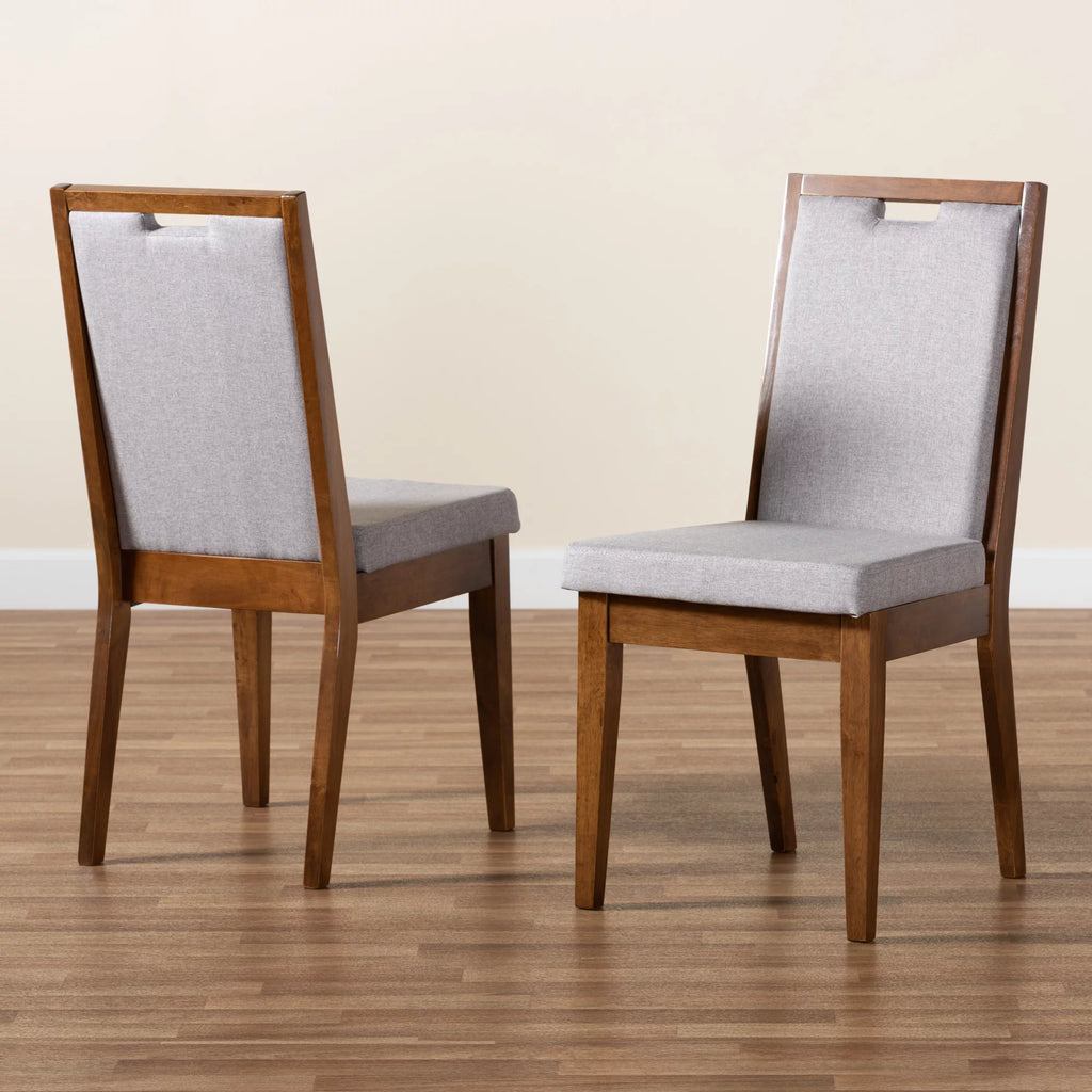 Set of 2 Grey and Walnut Brown Dining Chair P52625