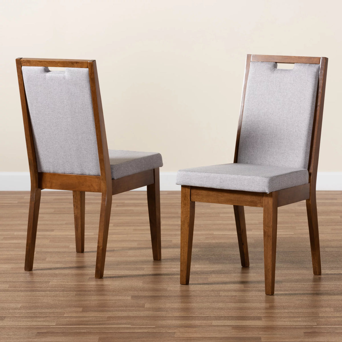 Set of 2 Grey and Walnut Brown Dining Chair P52625