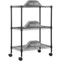 3-Tier Black Adjustable Wire Shelving Unit with Wheels I888968