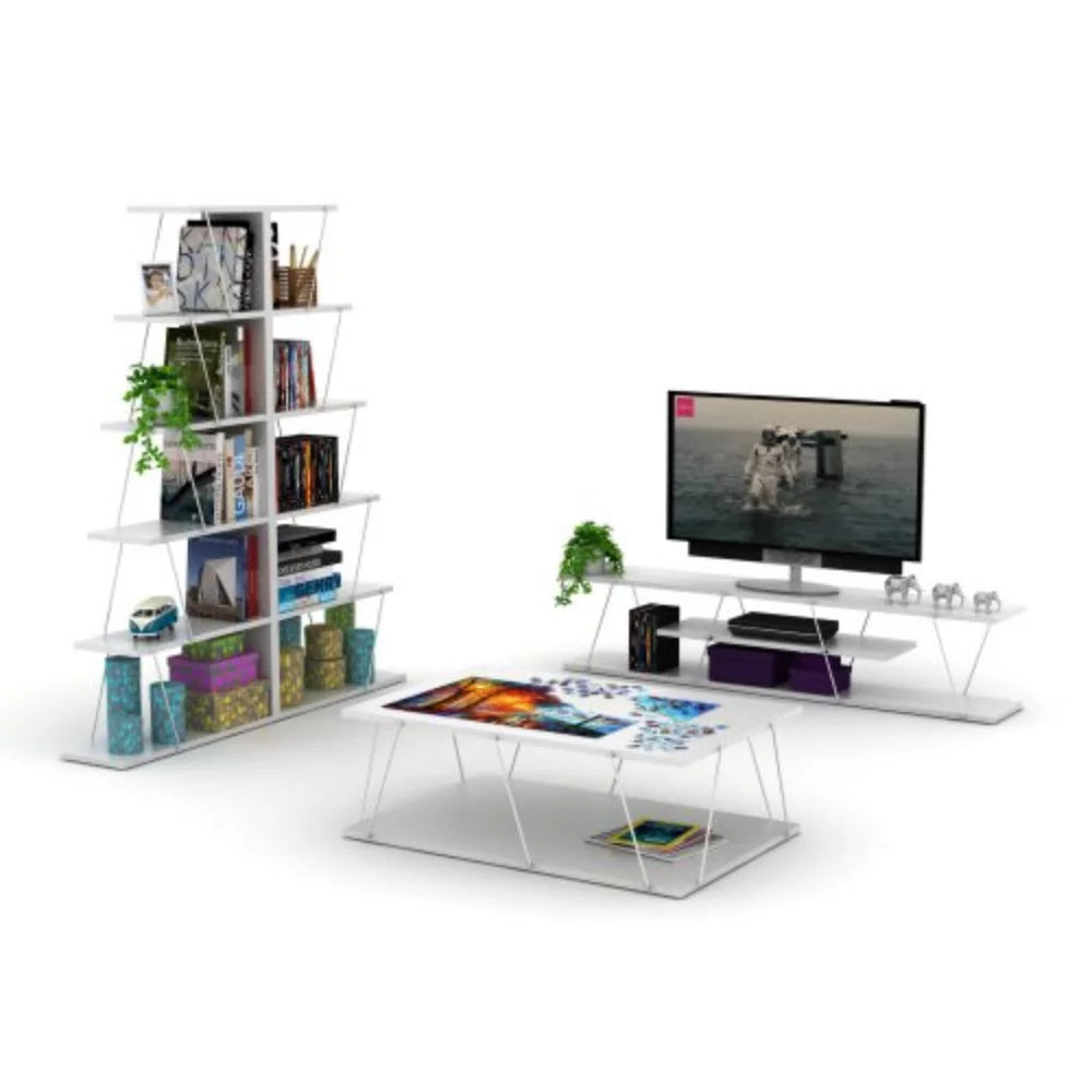 5 Tier White Ladder Bookshelf Z610287