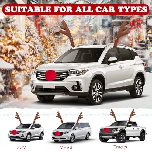 Car Reindeer Antler Kit Nose and Tail Christmas Decoration Set O895675