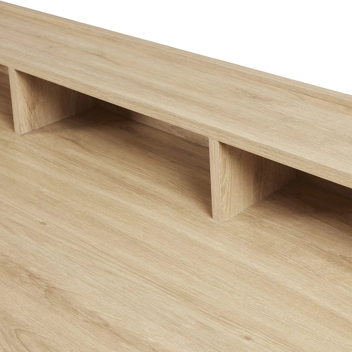 Modern Writing Desk with 3 Built-in Cubbies Storage and Metal Leg in Natural White N9723
