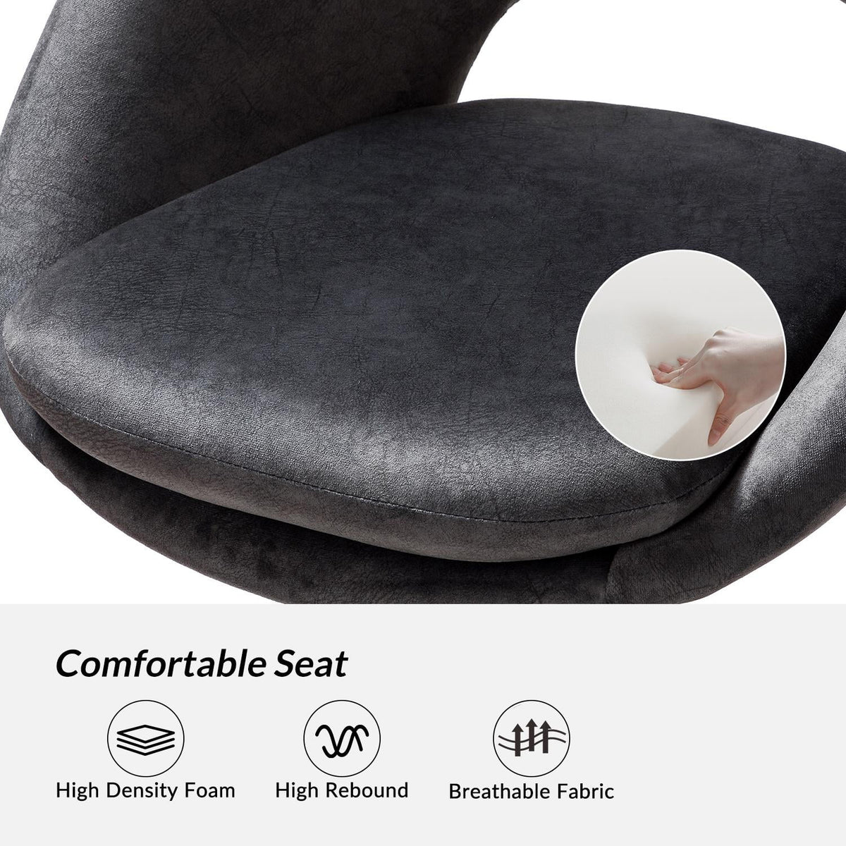 Charcoal Velvet Height Adjustable Swivel Office Chair J844
