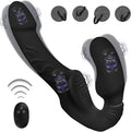 Black Strapless Strap On Dildo Vibrator with Remote Control E65098