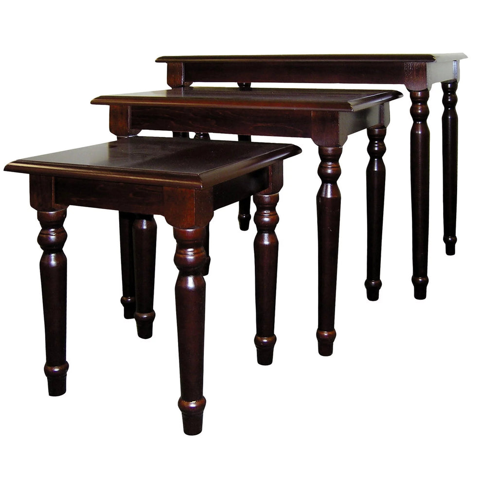 Dark Brown Wood Rectangular Nested Table Set of 3 O798488