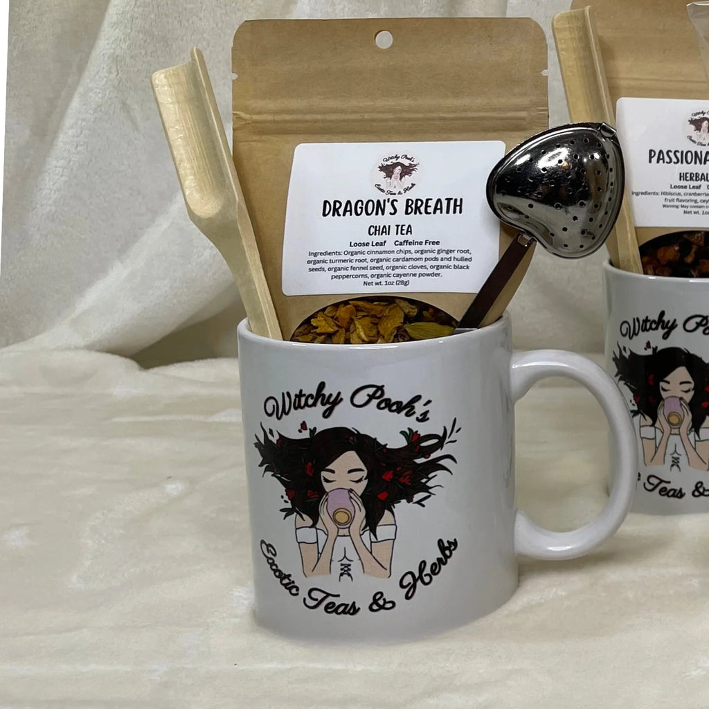 Mint Chocolate Mocha Herbal Tea Gift Mug Set with Heart Infuser C922