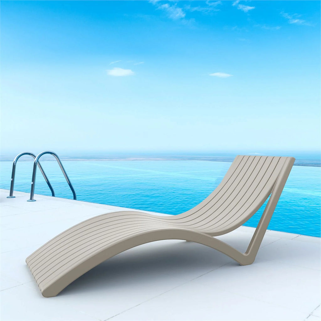 Slim Pool Chaise Sun Lounger Taupe F3721