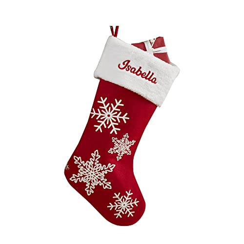 Red & White Snowflake Personalized Christmas Stocking T13530