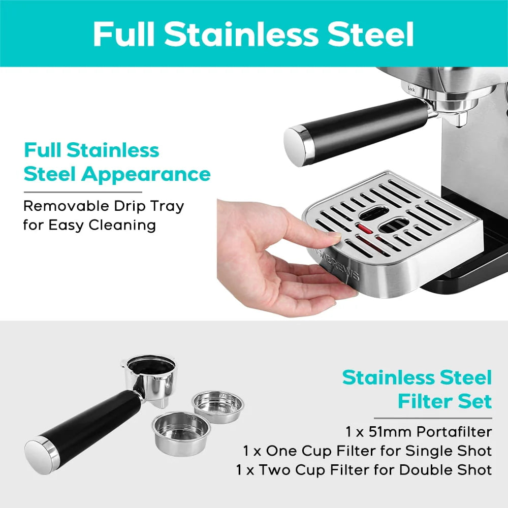 20 Bar Espresso Machine with Milk Frother F1693