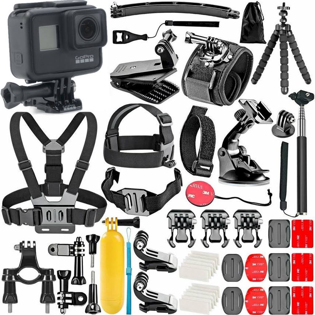 Black Action Camera with Accessory Kit W6867