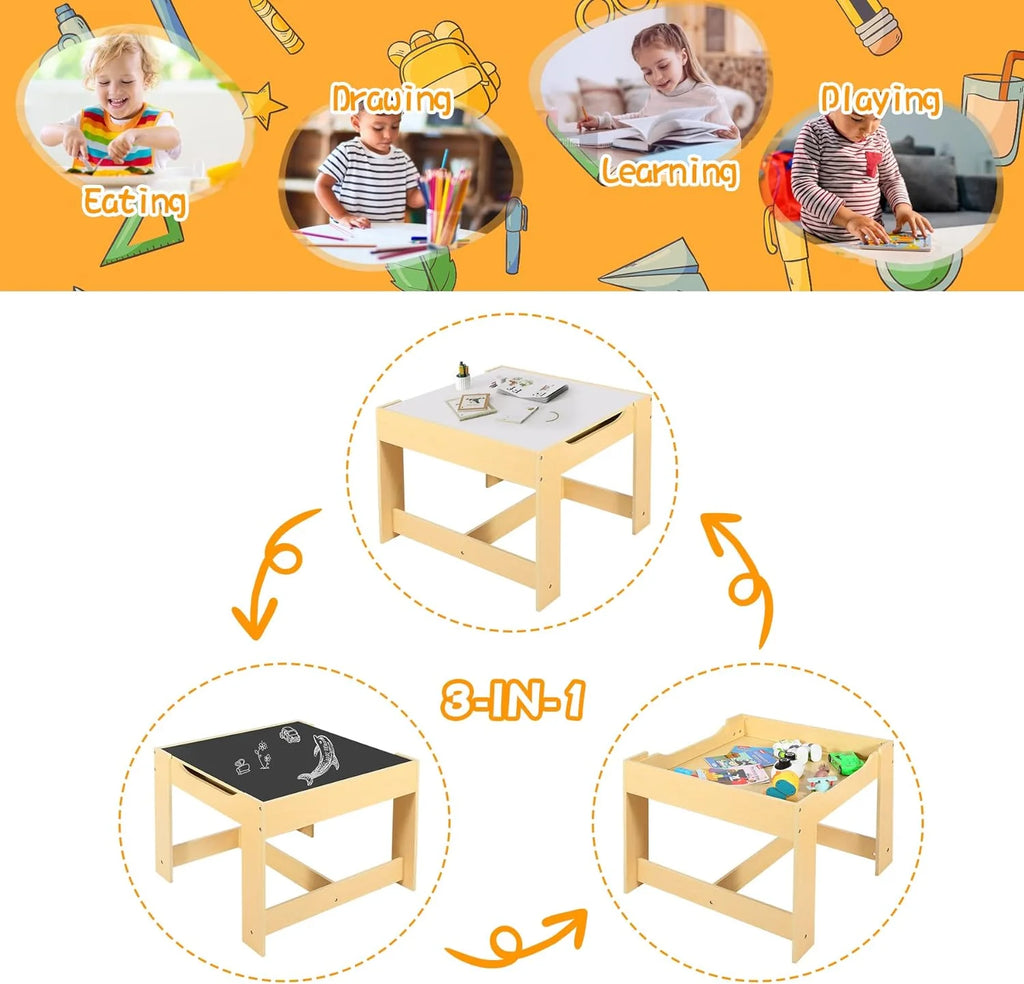 Kids Table and Chair Set with Storage Drawers W92038