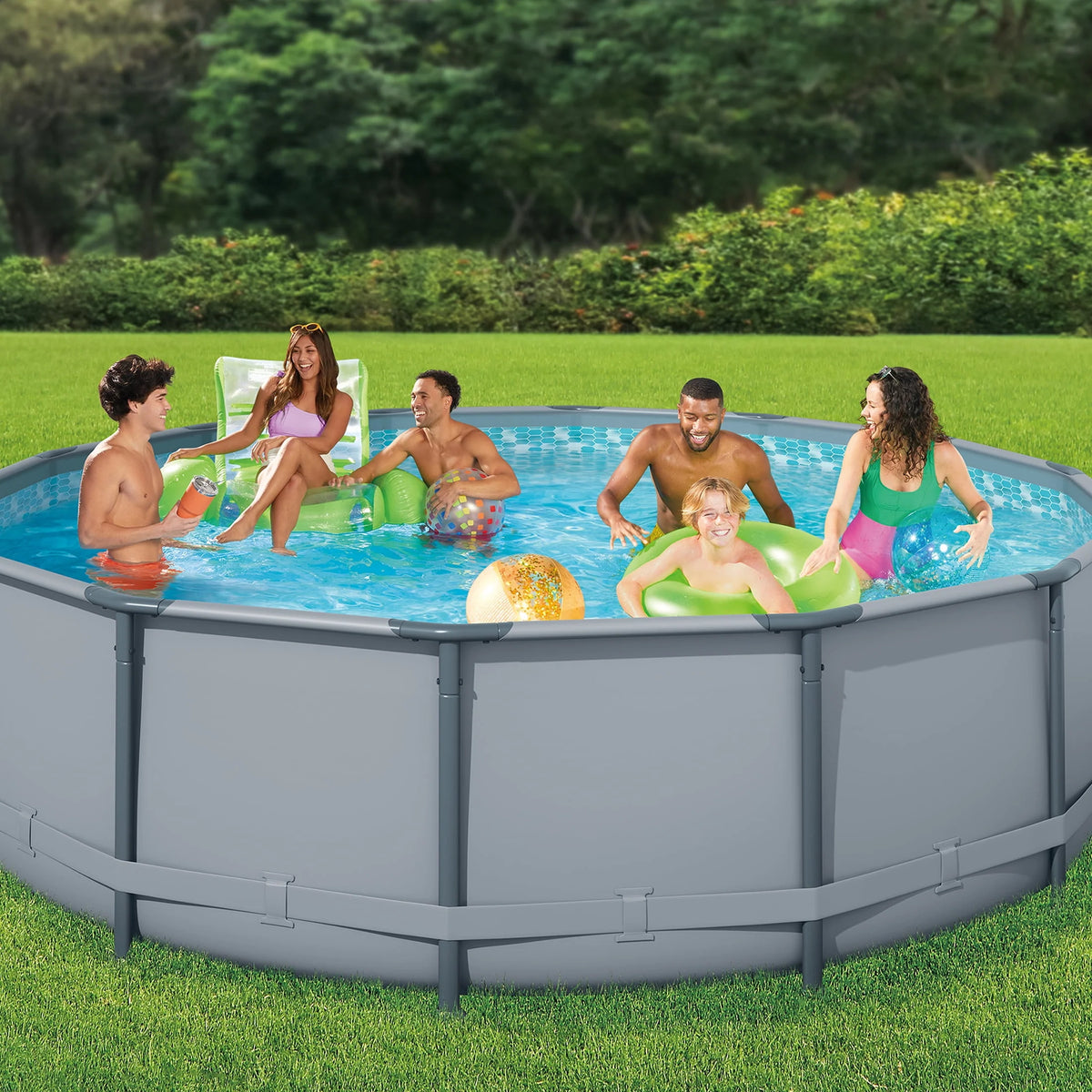 14 ft Round Metal Frame Above Ground Swimming Pool H8290