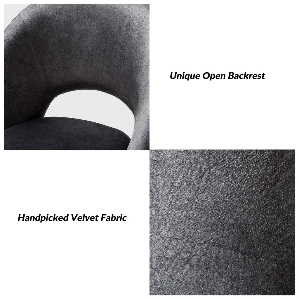 Charcoal Velvet Height Adjustable Swivel Office Chair J844