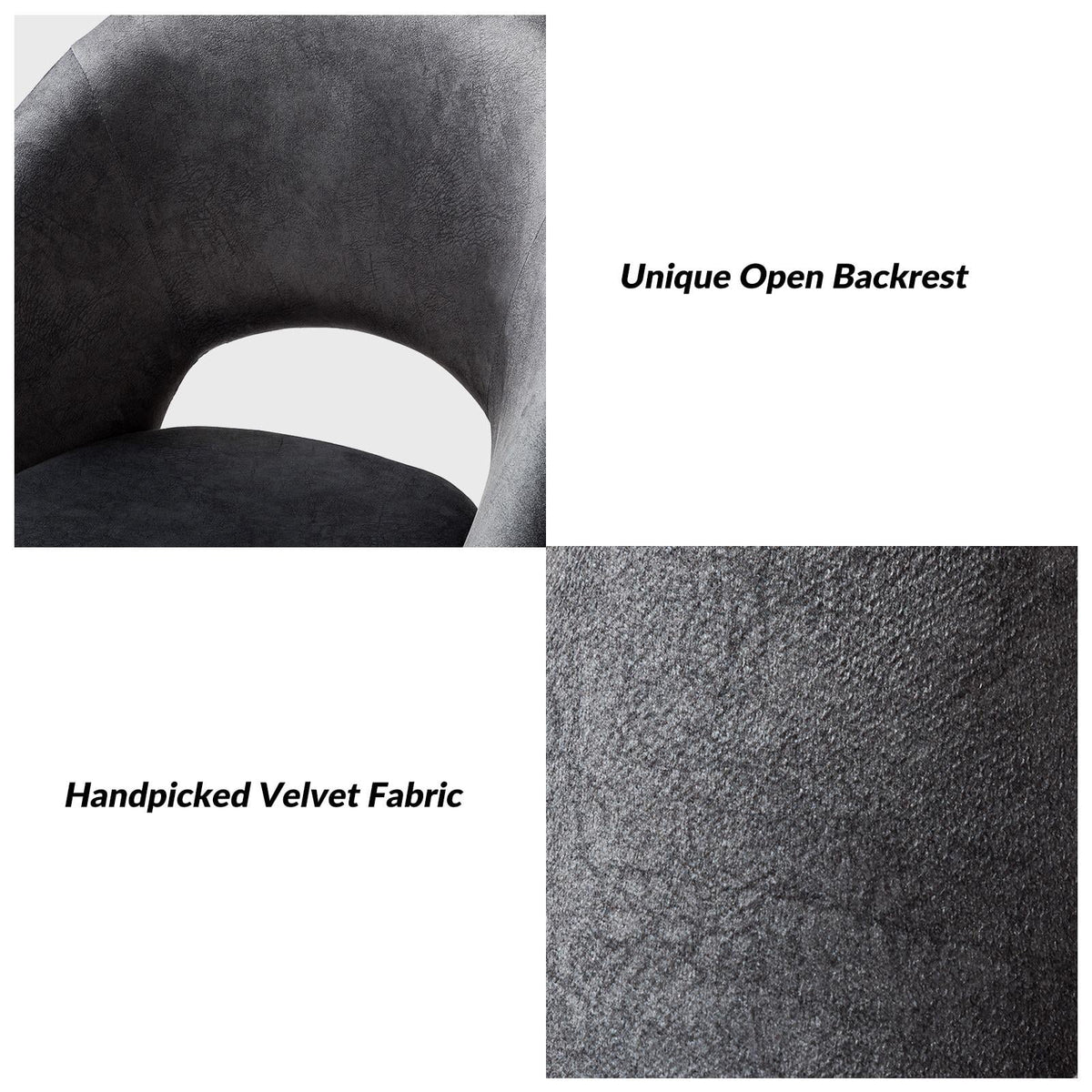 Charcoal Velvet Height Adjustable Swivel Office Chair J844