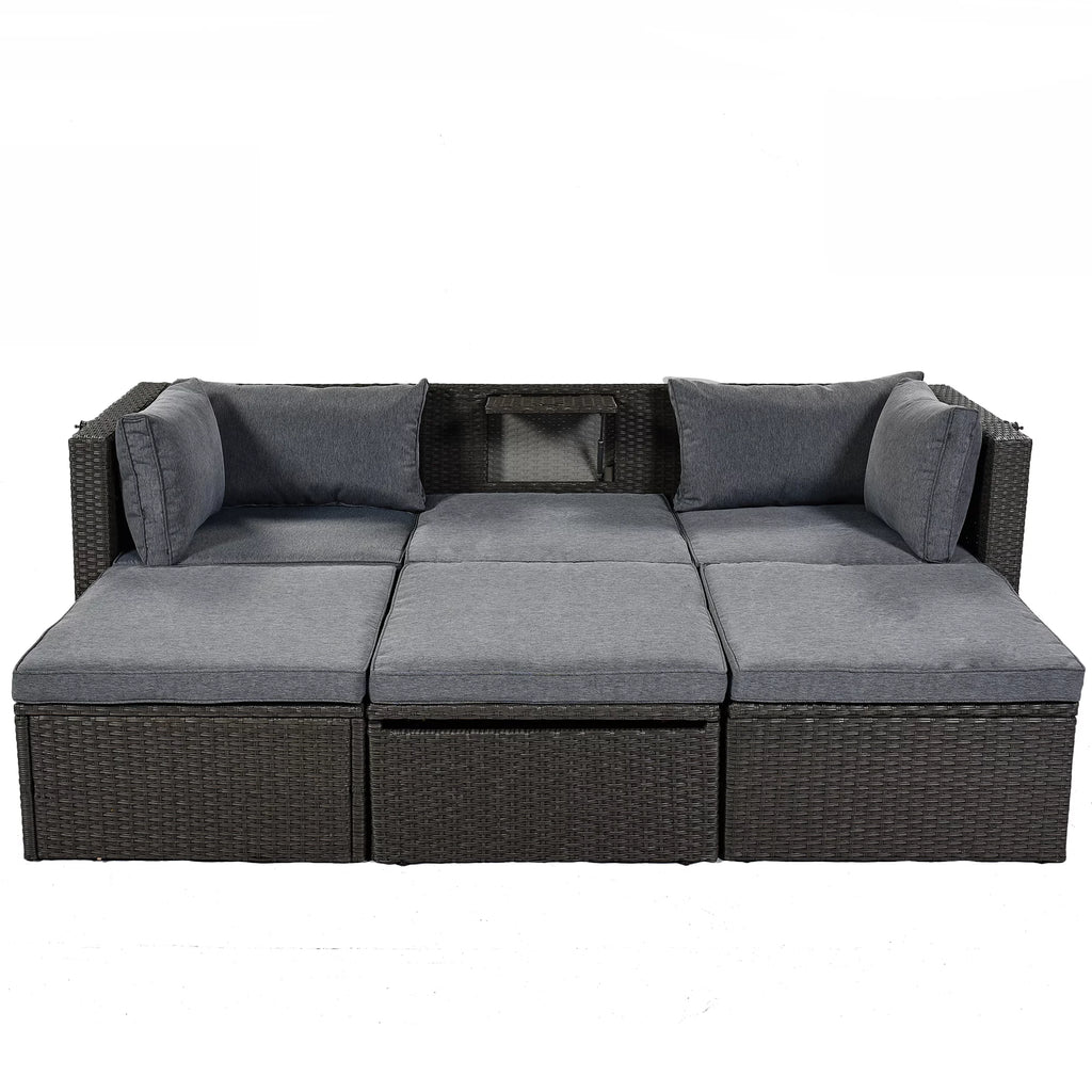 Outdoor Patio Rectangle Daybed with Retractable Canopy T68175