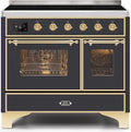 40 Induction Range with Electric Oven in Matte Graphite with Brass Trim L387