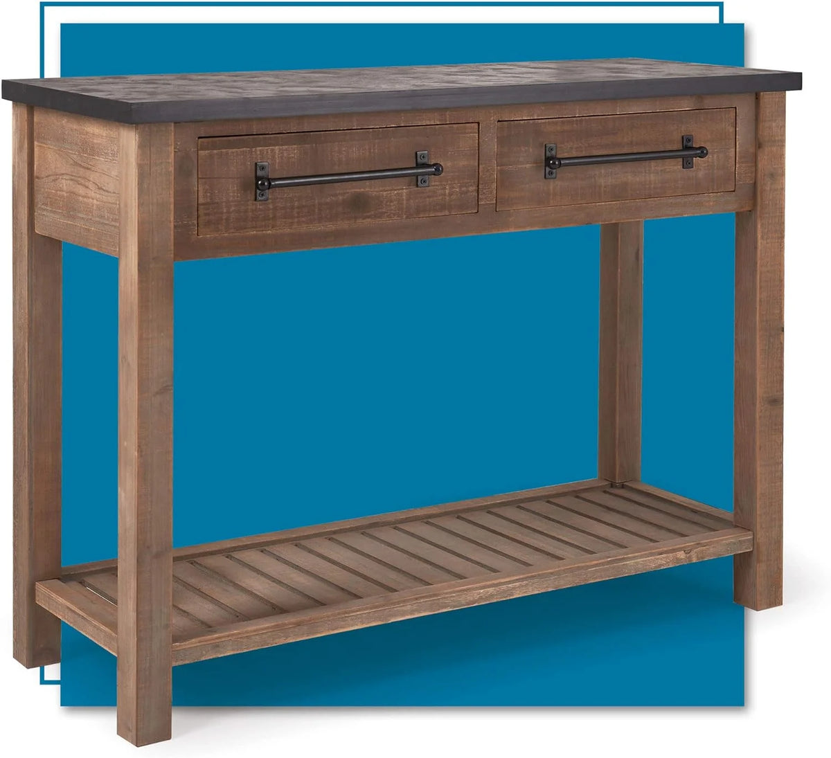 Brown Wooden Console 2 Drawers with Shelf Storage A64822