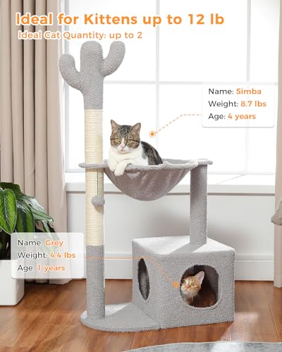 40" Cat Tree with Metal Carpet Hammock and Scratching Post D47089