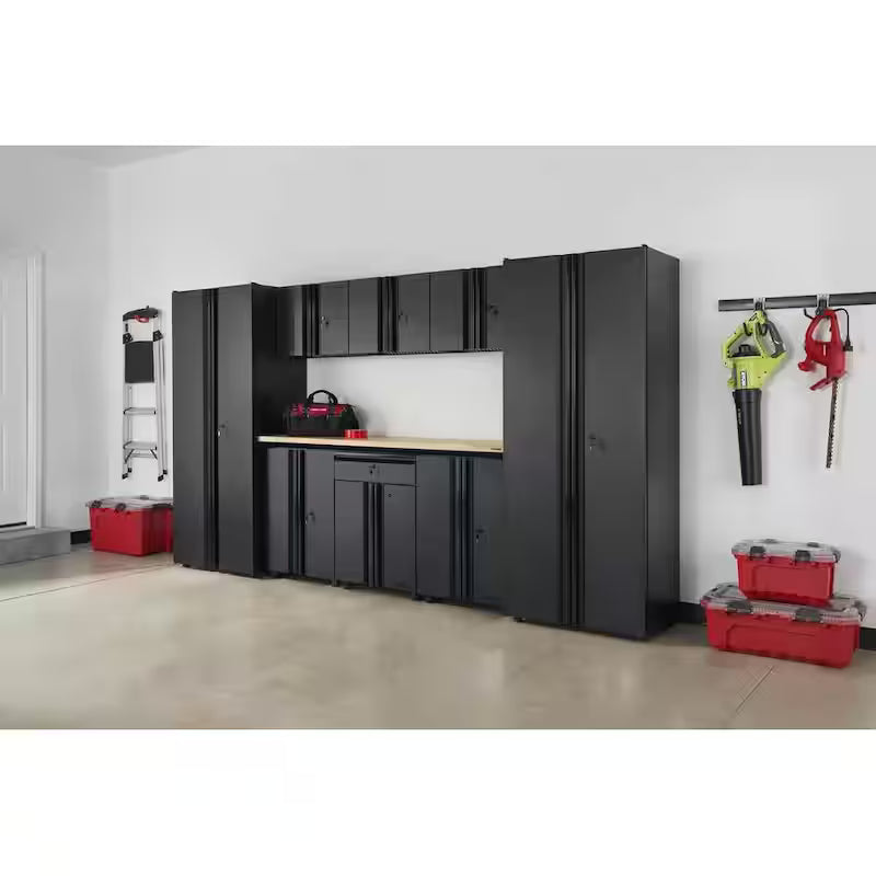 9 Piece Welded Steel Garage Storage System in Black Q254