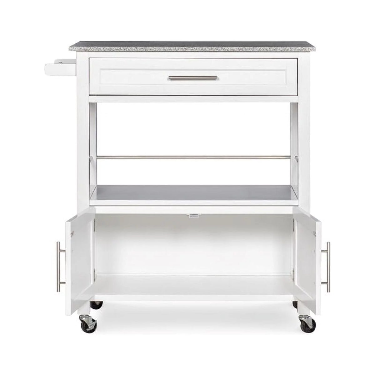 Wood Granite-Top Kitchen Cart in Bright White W852269