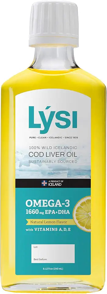 Cod Liver Oil Omega-3 Supplement 1660mg EPA & DHA 8.12 FL oz Natural Lemon Z72621