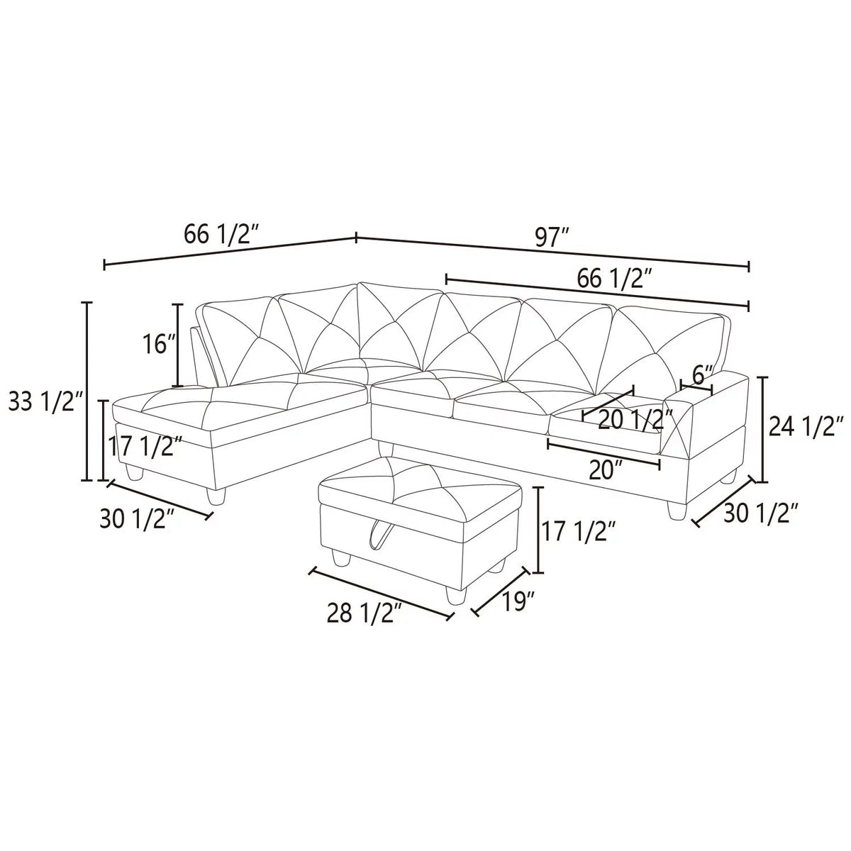 97" 2-Piece Sectional Sofa Set R526414
