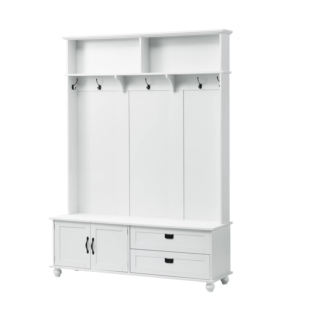 White Hall Tree with Storage Cabinet and 2 Drawers N7673