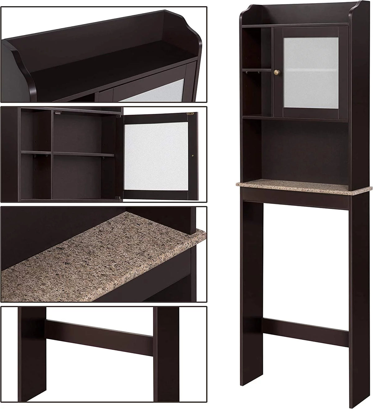 Espresso Freestanding Bathroom Cabinet with Glass Door M929