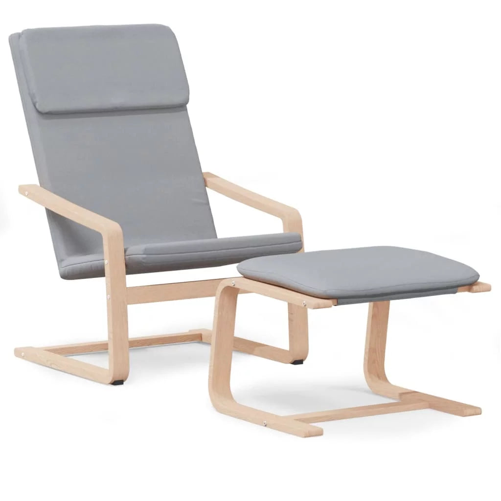 Light Gray Fabric Relaxing Chair with Footstool D4484
