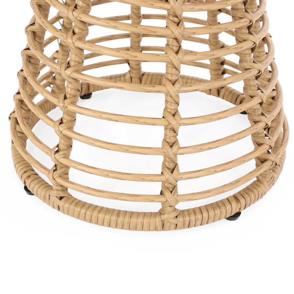 Outdoor Wicker Side Table Light Brown L409