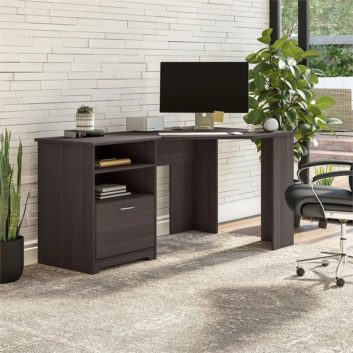 Heather Gray Engineered Wood Corner Desk L820422