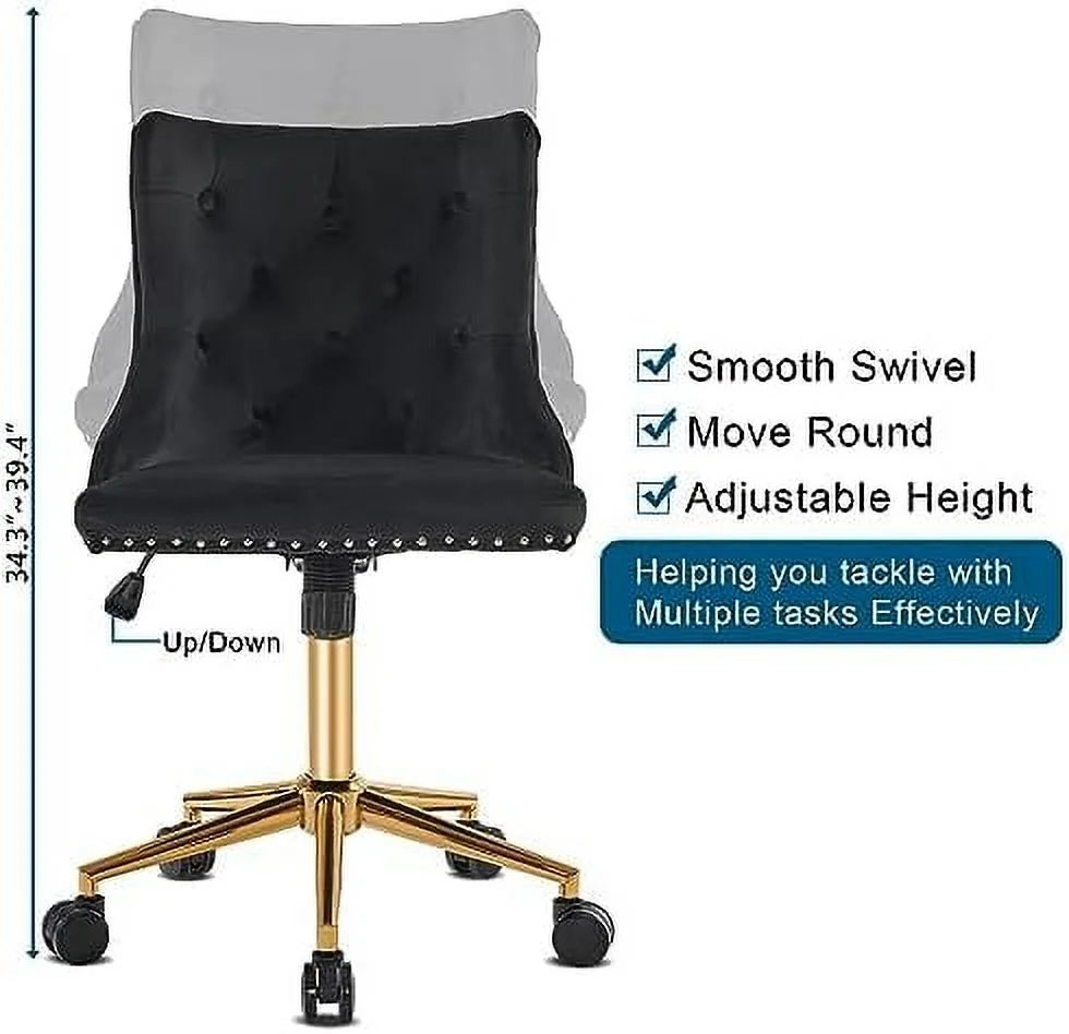 Olive Green Velvet Upholstered Armless Desk Chair W4265