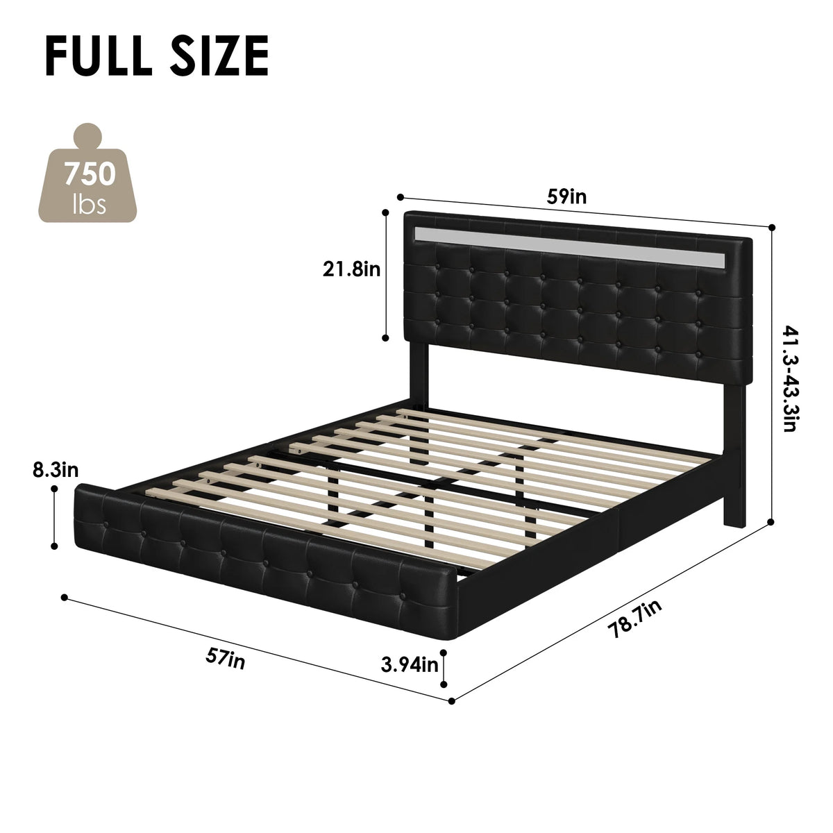 White Queen Floating LED Platform Bed with Storage Z857402