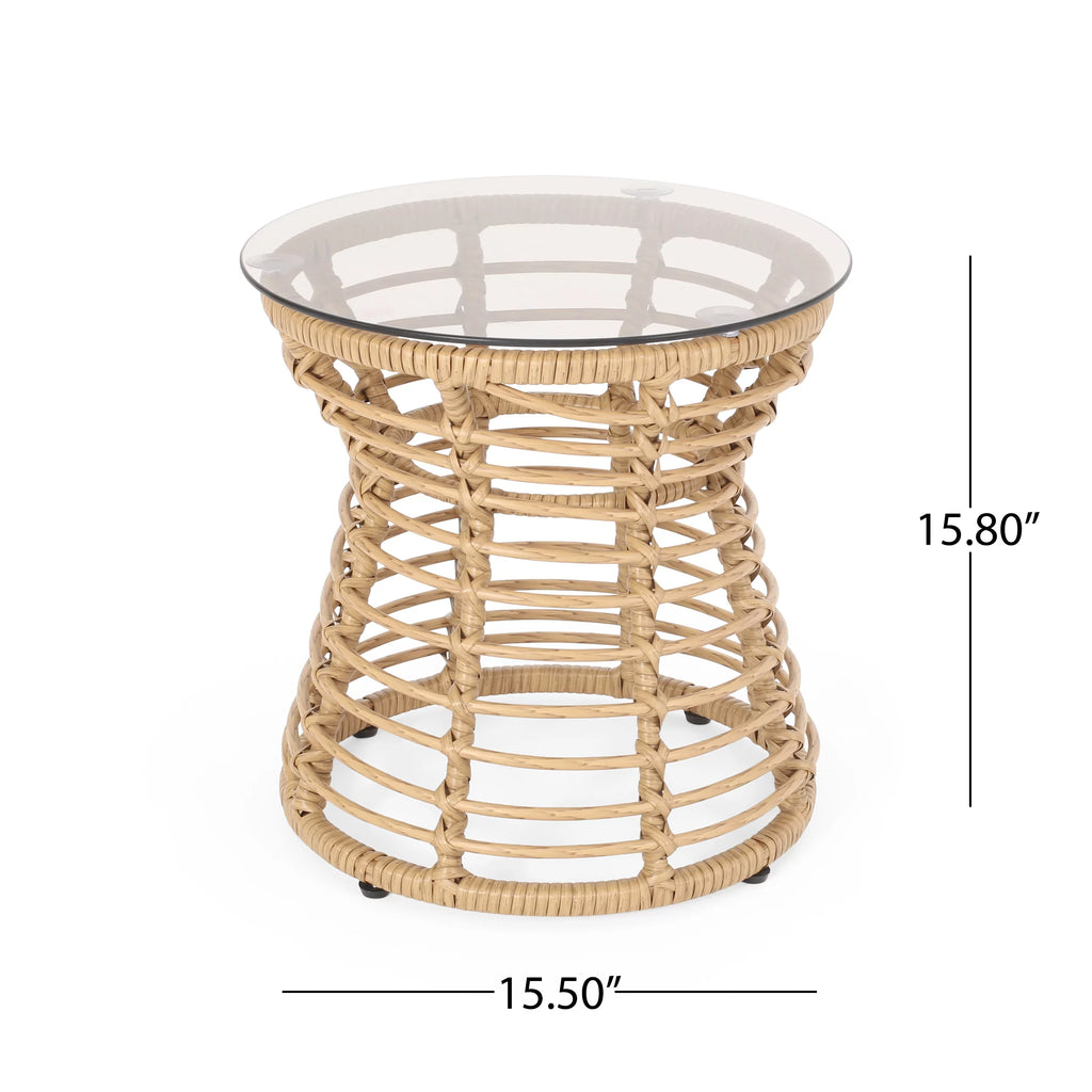 Outdoor Wicker Side Table Light Brown L409