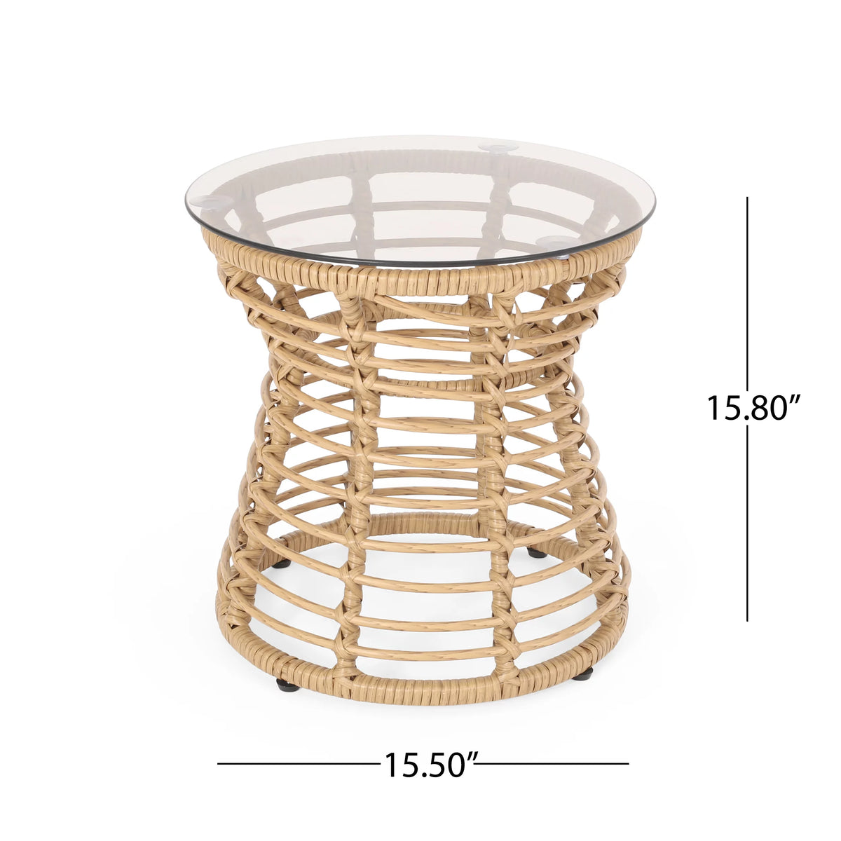 Outdoor Wicker Side Table Light Brown L409