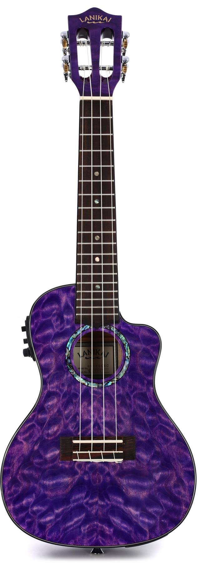 Acoustic/Electric Concert Ukulele Quilted Maple Purple Stain Q278