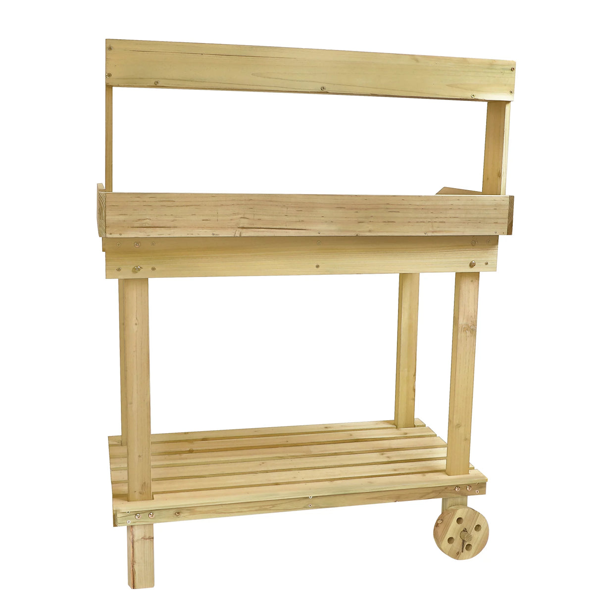 Wooden Potting Bench Table with Wheels and Drawer R612
