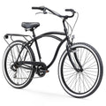 7-Speed Beach Cruiser Bicycle with Rear Rack, 26 In. Wheels, Matte Black B773396