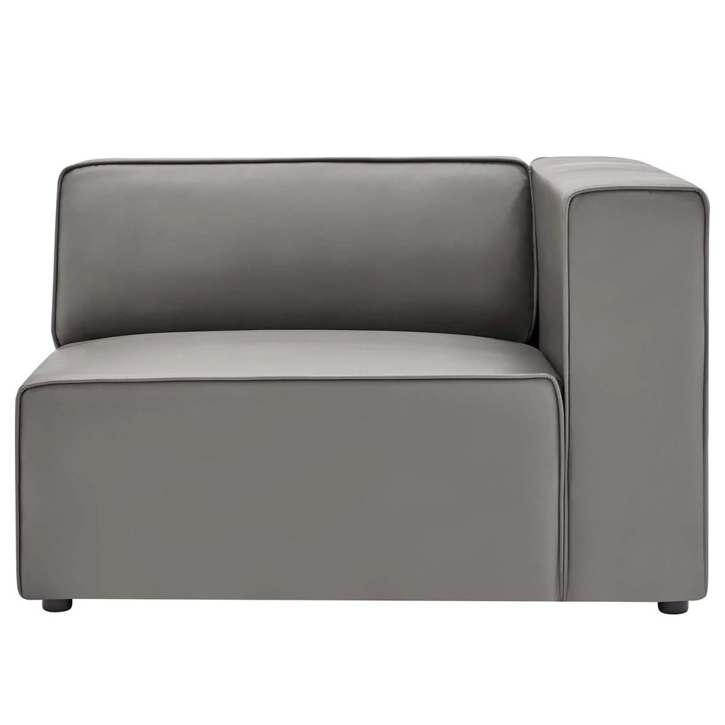 Grey Faux Vegan Leather Sectional Sofa Set Y42484