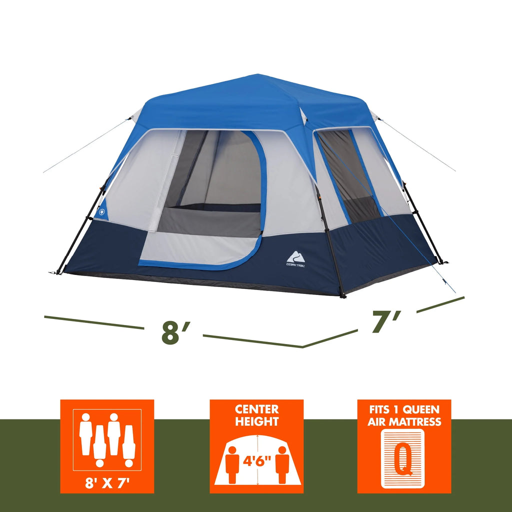 4-Person Instant Cabin Tent with LED Lighted Hub J365195