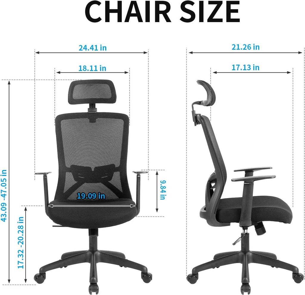 Black Ergonomic High Back Mesh Office Chair with Lumbar Support and Headrest P667192