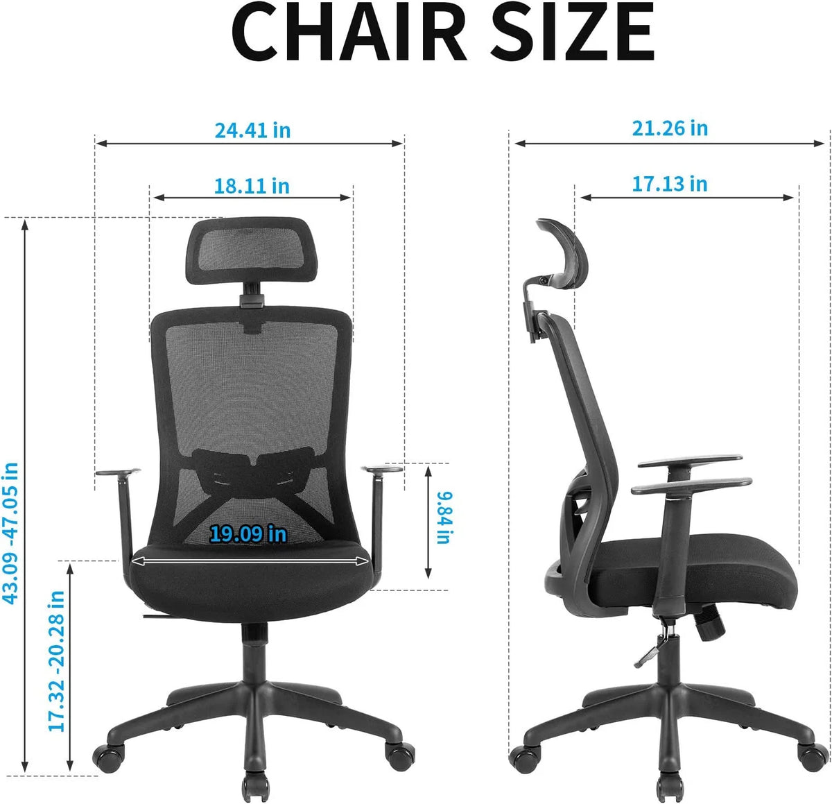 Black Ergonomic High Back Mesh Office Chair with Lumbar Support and Headrest P667192