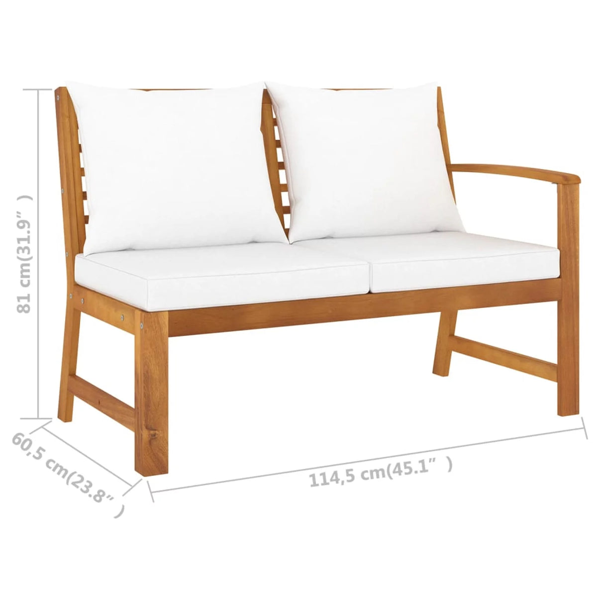 45.1" Acacia Wood Patio Bench with Cushion Y14362