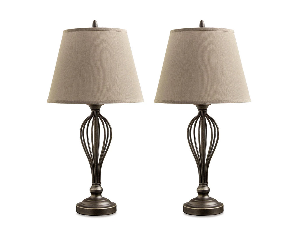 Antique Bronze Metal Table Lamp with USB-C Charging Port, Set of 2 U316464