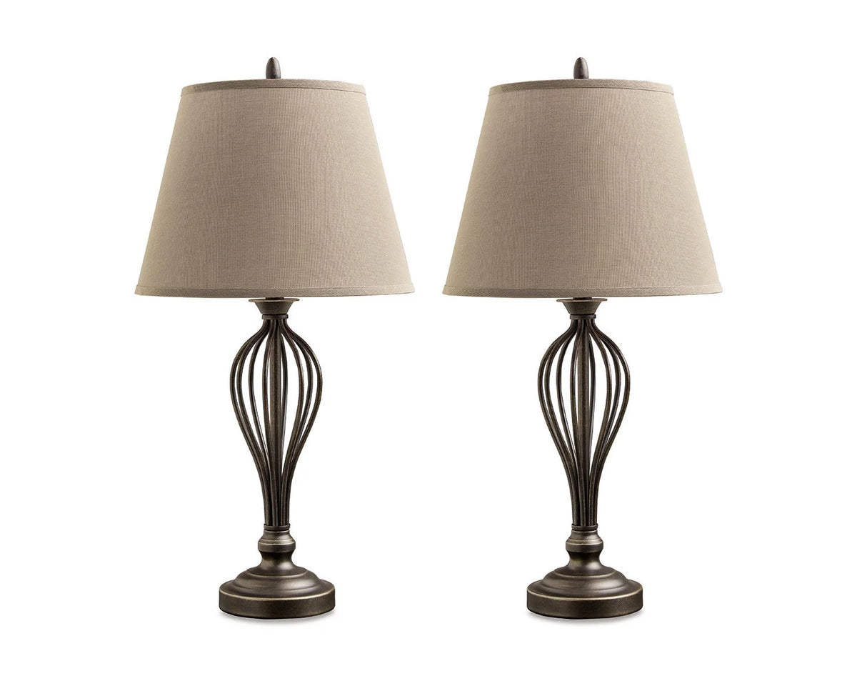 Antique Bronze Metal Table Lamp with USB-C Charging Port, Set of 2 U316464