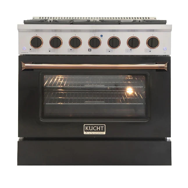 36 In. 5.2 cu ft. Natural Gas Range with Black Door and Gold Accents H85701