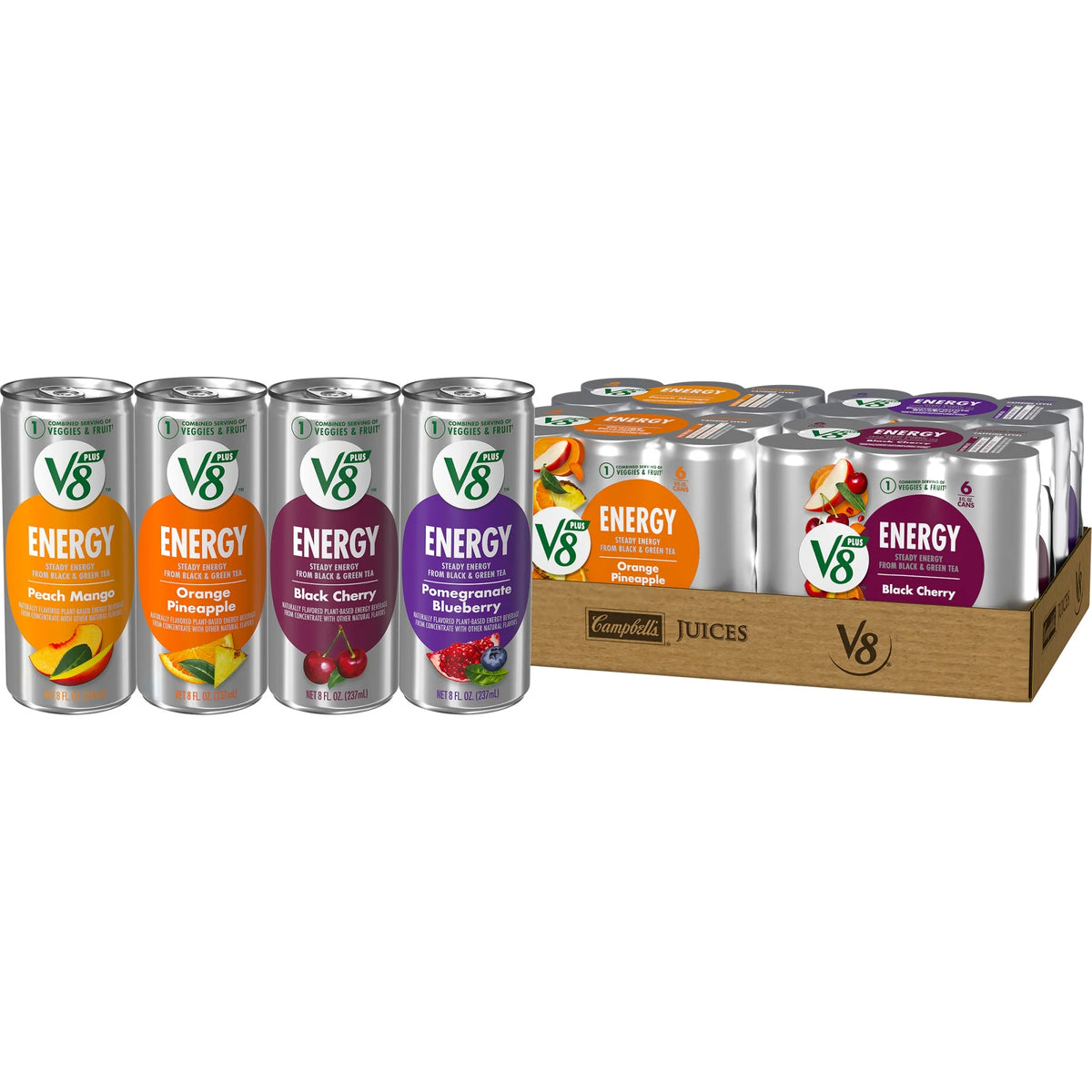Pomegranate Blueberry Orange Pineapple Peach Mango Black Cherry Energy Drink Variety Pack 8 fl oz Can Pack of 24 F259300