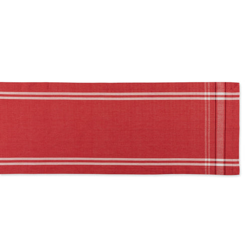 14" x 108" Red and White Chambray Table Runner G47645
